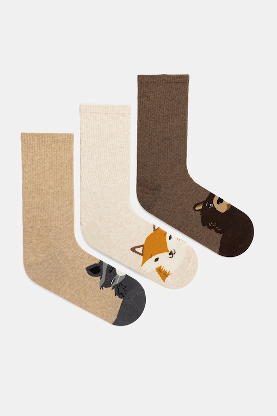 Skarpetki bawełniane damskie z motywem zwierzęcym (3-pack) skarpetki długie multicolor RW25-LGD809