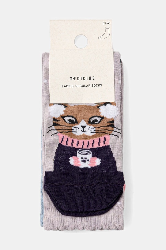 Oblečenie Bavlnené ponožky s motívom mačiek (2-pack) RW25-LGDA20 viacfarebná