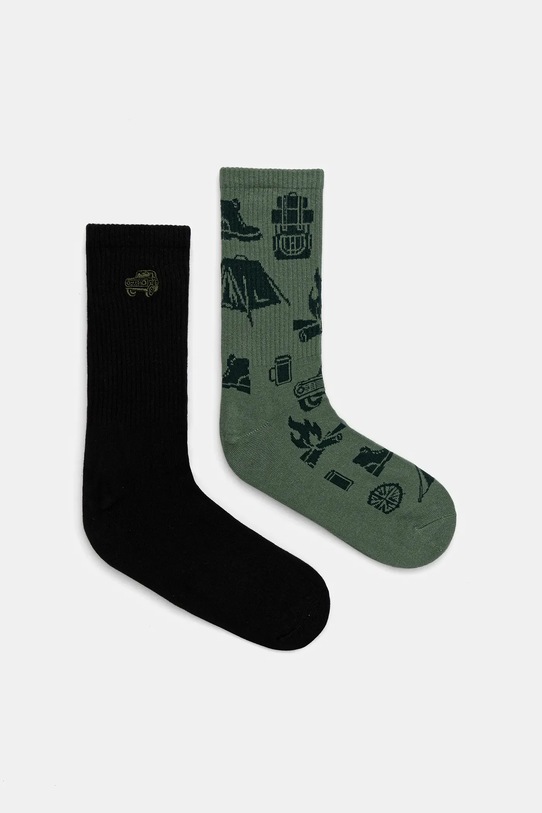 Skarpetki bawełniane męskie wzorzyste (2-pack) aplikacja multicolor RW25-LGM105