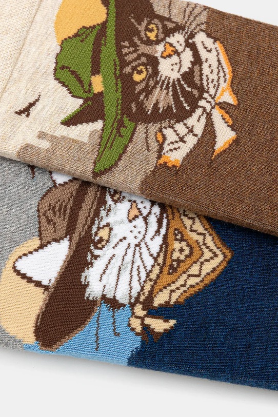 Skarpetki bawełniane męskie w koty (2-pack) RW25-LGM305 multicolor RW25