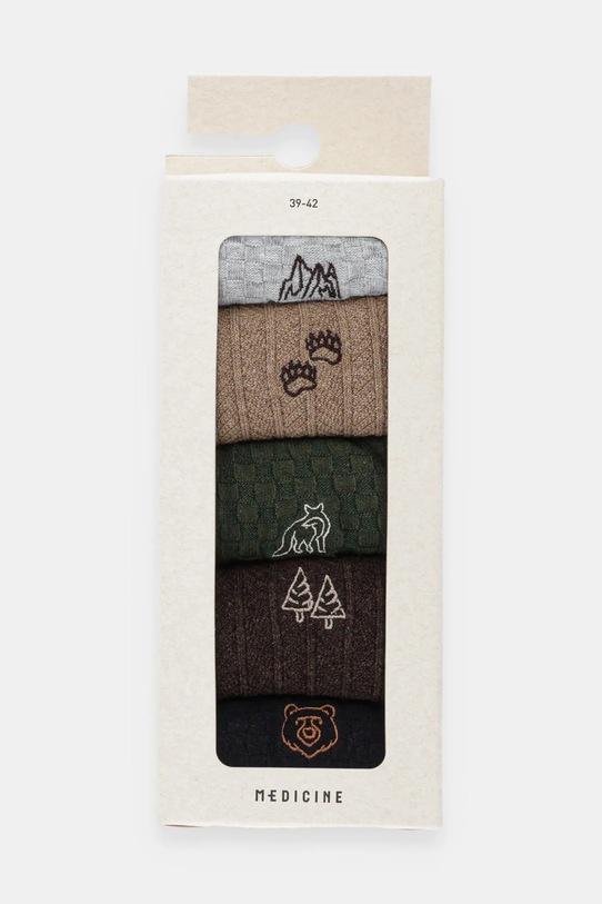 Odzież Skarpetki bawełniane męskie z ozdobnym haftem (5-pack) RW25-LGM604 multicolor