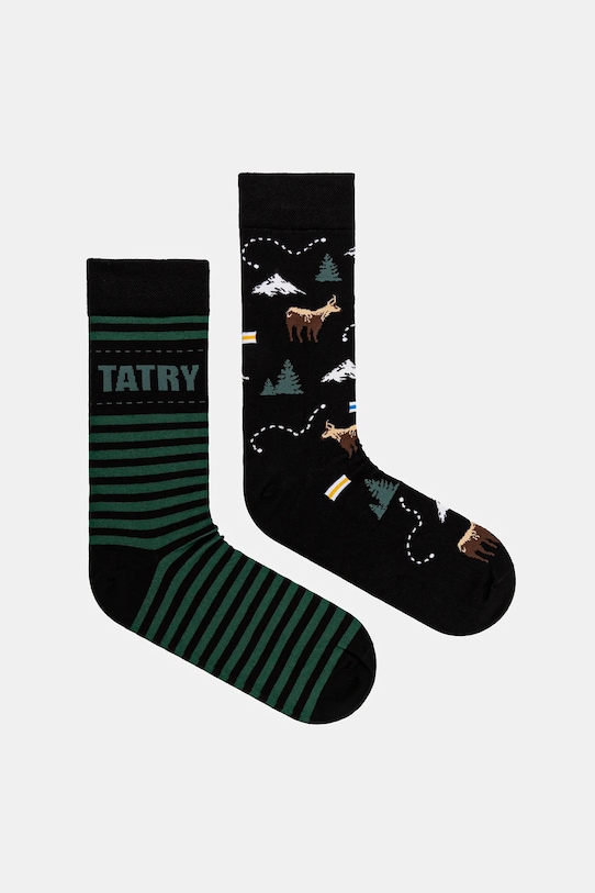 Skarpetki bawełniane męskie z motywem górskim (2-pack) skarpetki długie czarny RW25-LGMA22