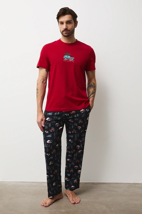 Medicine piżama bawełniana RW25-PJMA02 czerwony RW25
