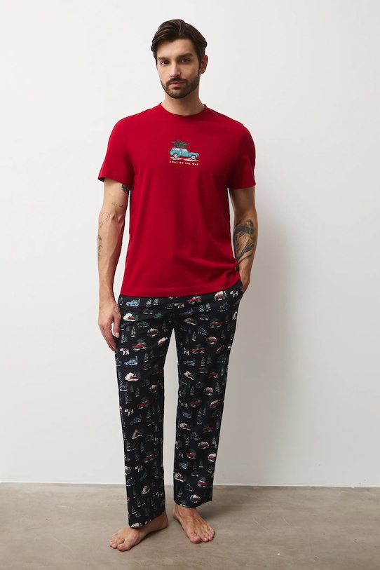 Medicine piżama bawełniana RW25-PJMA02 czerwony RW25
