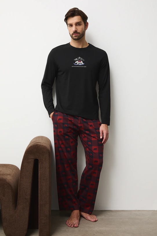 Medicine piżama bawełniana wzorzyste czarny RW25-PJMA06