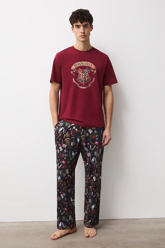 Medicine piżama bawełniana RW25-PJMB01 bordowy RW25