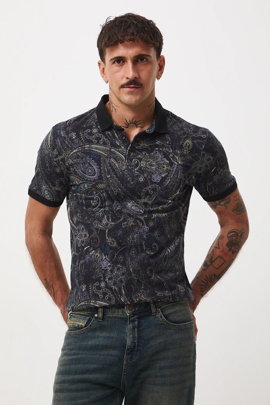 Medicine polo wzorzyste czarny RW25-POM050