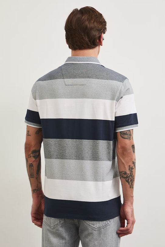 Oblečení Pánské pruhované polo tričko RW25-POM102 námořnická modř