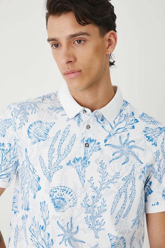 Medicine polo męskie bawełniane z elastanem biały RW25-POM103