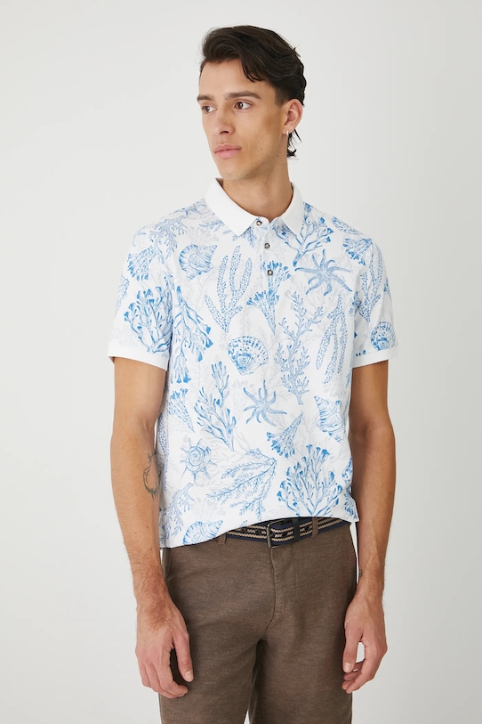 Medicine polo męskie bawełniane z elastanem biały RW25-POM103