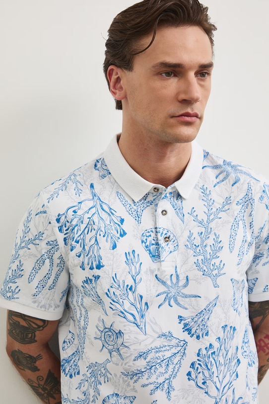 Medicine polo męskie bawełniane z elastanem RW25-POM103 biały