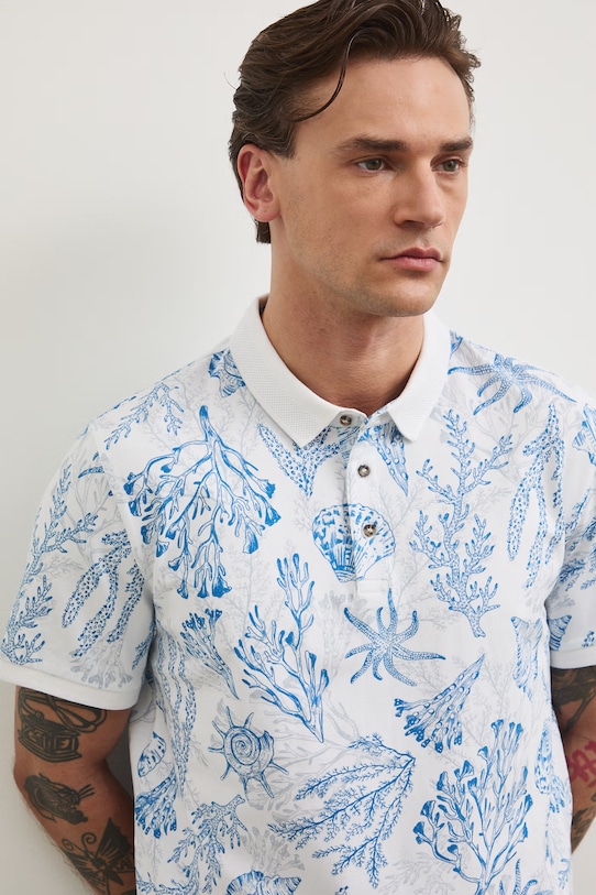 Medicine polo męskie bawełniane z elastanem RW25-POM103 biały