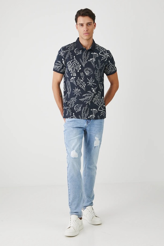 Medicine polo męskie bawełniane z elastanem RW25-POM103 granatowy RS26