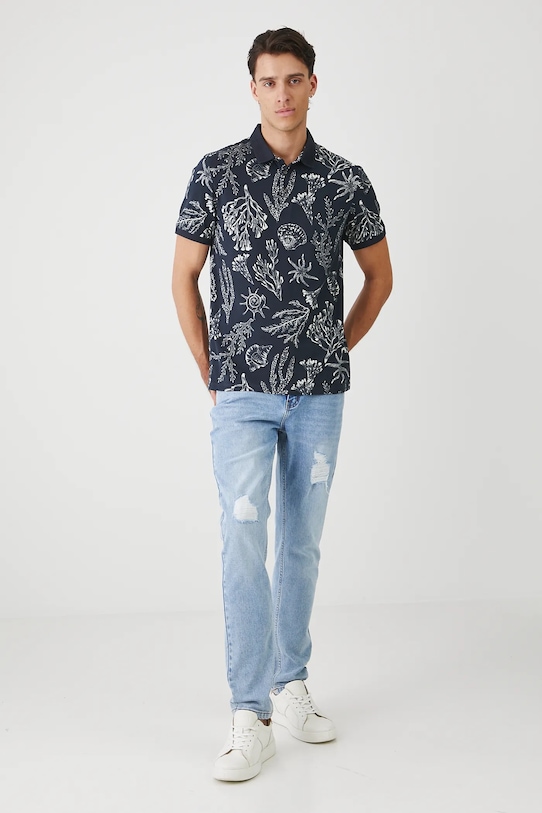 Medicine polo męskie bawełniane z elastanem RW25-POM103 granatowy RS26