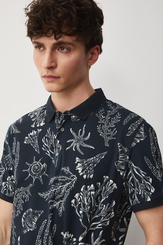 Medicine polo męskie bawełniane z elastanem granatowy RW25-POM103