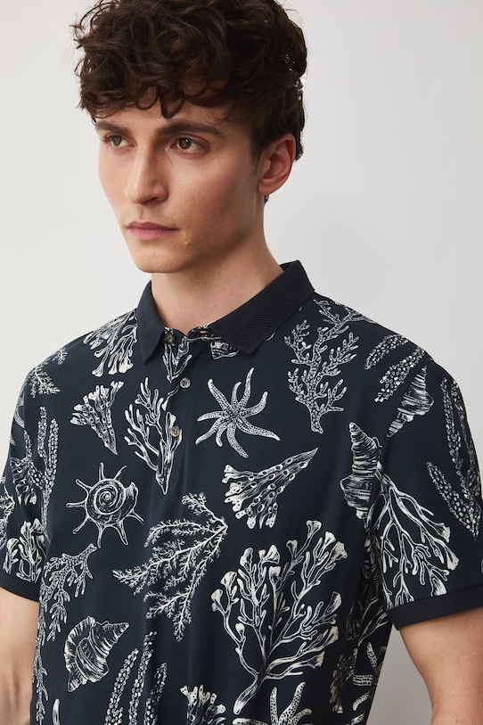 Medicine polo męskie bawełniane z elastanem granatowy RW25-POM103