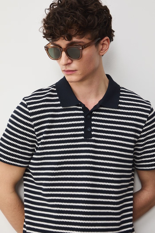 Pánské polo tričko se strukturou béžová RW25-POM105