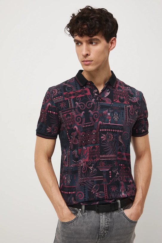 Medicine polo bawełniane wzorzyste bordowy RW25-POM301