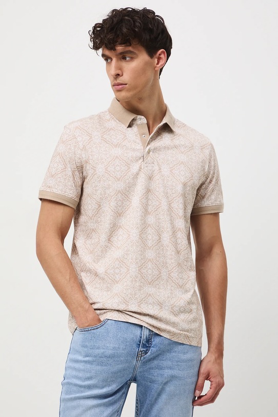 Medicine polo bawełniane wzorzyste beżowy RW25-POM303
