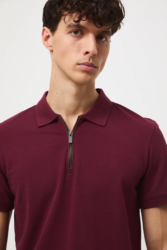 Polo bawełniane z elastanem gładkie bordowy RW25-POM404