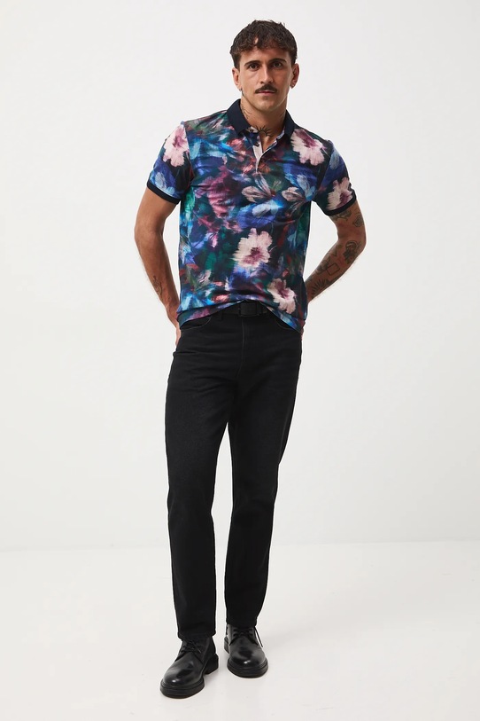 Polo bawełniane męskie z elastanem w kwiaty RW25-POM502 multicolor RW25