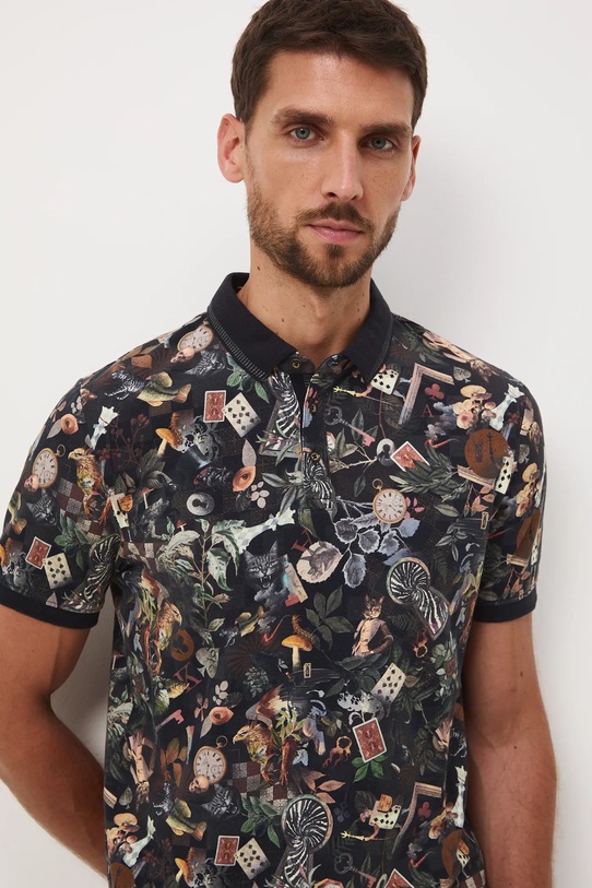 Medicine polo wzorzyste czarny RW25-POM900