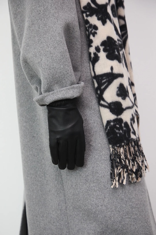 Rękawiczki skórzane damskie czarny RW25-RED702