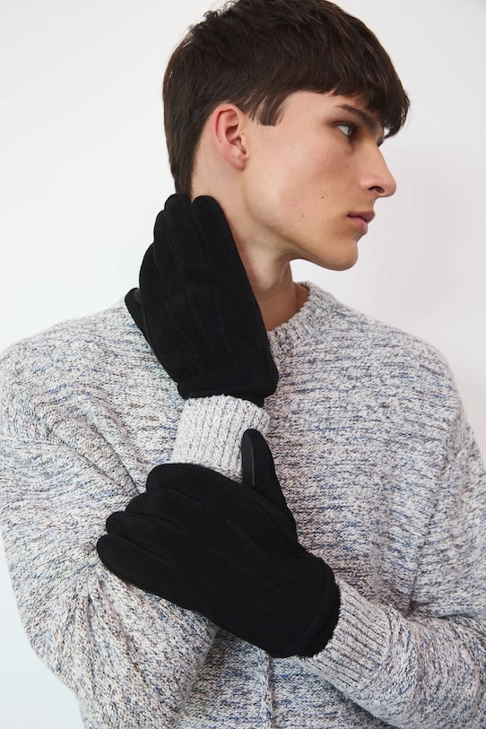 Medicine rękawiczki zamszowe skóra zamszowa czarny RW25-REM705