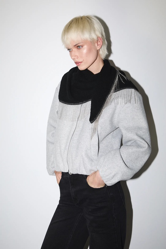 Medicine szal z domieszką wełny dzianina czarny RW25-SAD708