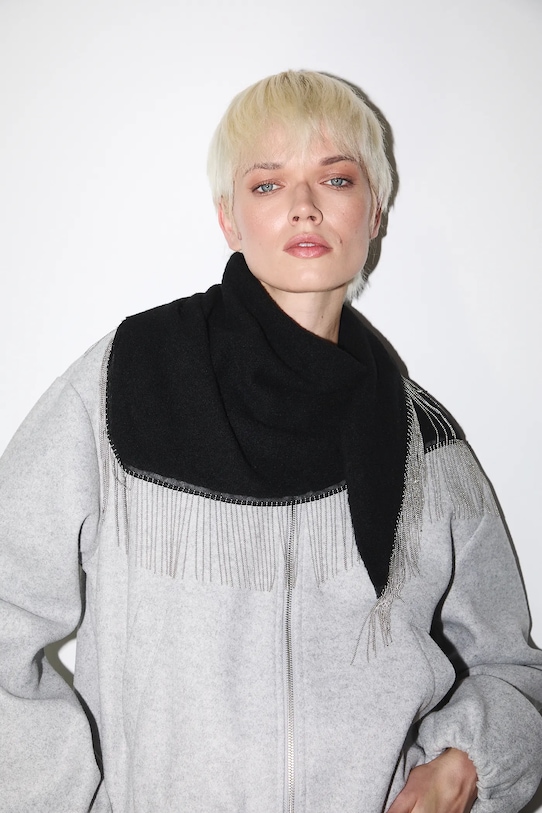 Medicine szal z domieszką wełny RW25-SAD708 czarny