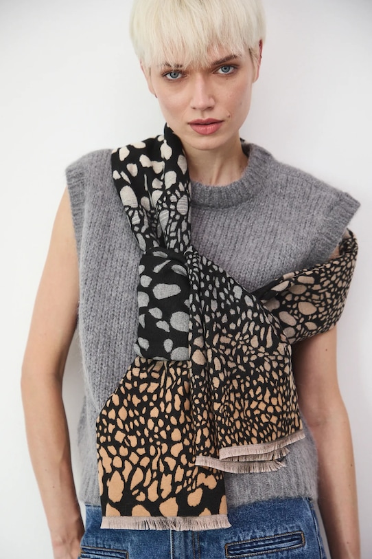 Szal damski wzorzysty z wiskozą tkanina multicolor RW25-SAD718