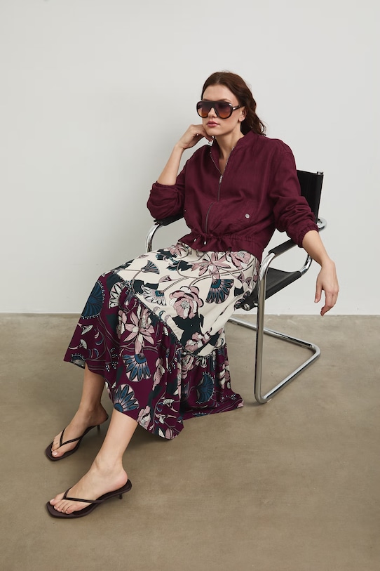 Sukně s příměsí lnu dámská maxi, se vzorem RW25.SDD106 vícebarevná RS26