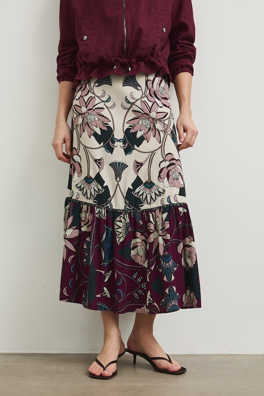 Oblečení Sukně s příměsí lnu dámská maxi, se vzorem RW25.SDD106 vícebarevná