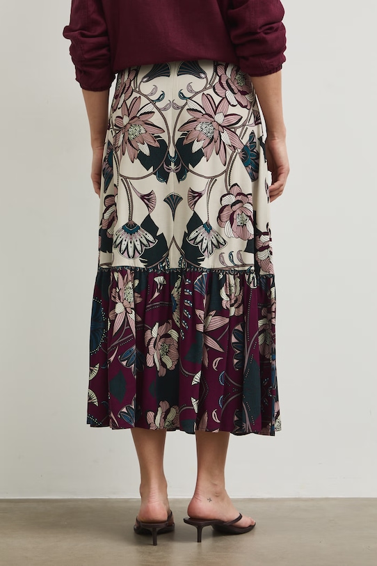 Sukně s příměsí lnu dámská maxi, se vzorem vícebarevná RW25.SDD106