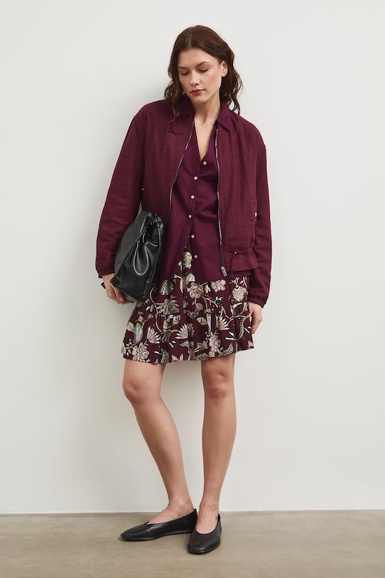 Sukně dámská mini z viskózy se vzorem RW25-SDD111 burgundské RS26