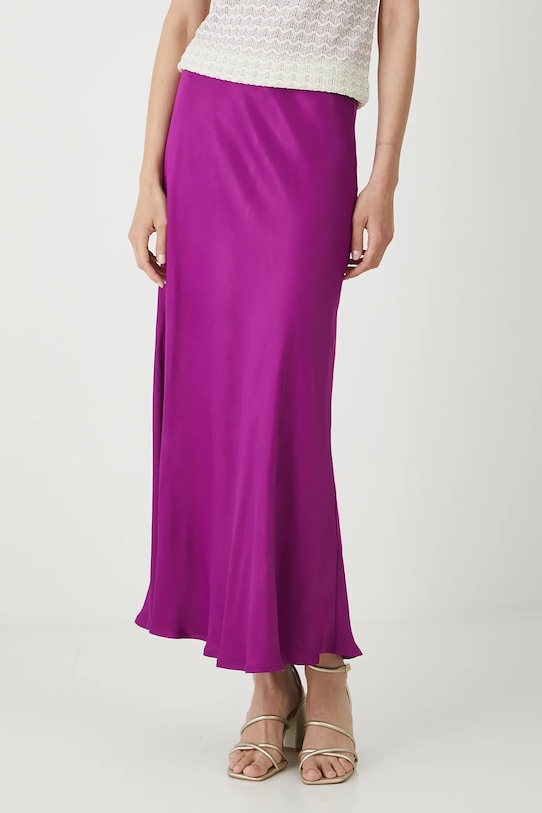 Spódnica damska midi z wiskozy gładka midi fioletowy RW25-SDD208