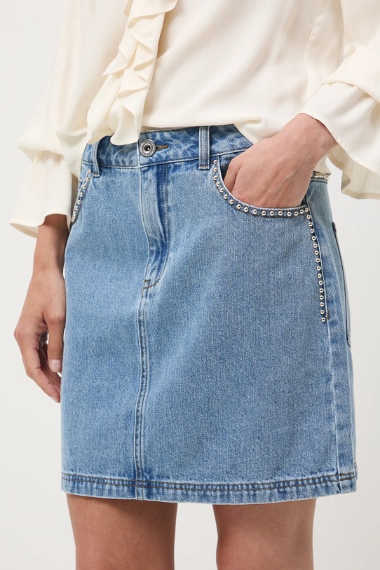 Spódnica jeansowa bawełniana damska mini niebieski RW25-SDD403