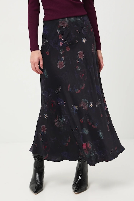 Sukňa maxi z viskózy vzorovaná RW25-SDD703 čierna RW25