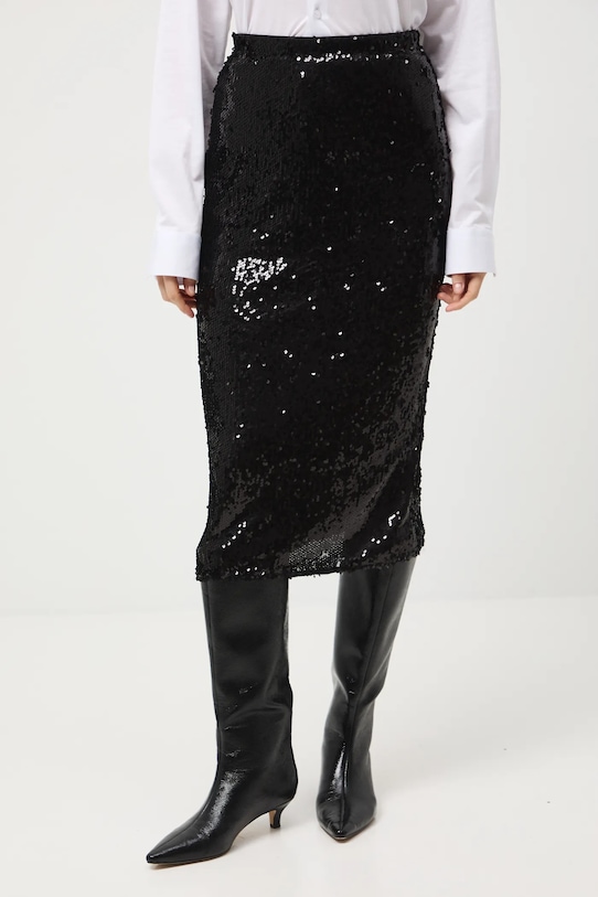Spódnica damska midi z cekinami RW25-SDD704 czarny RW25