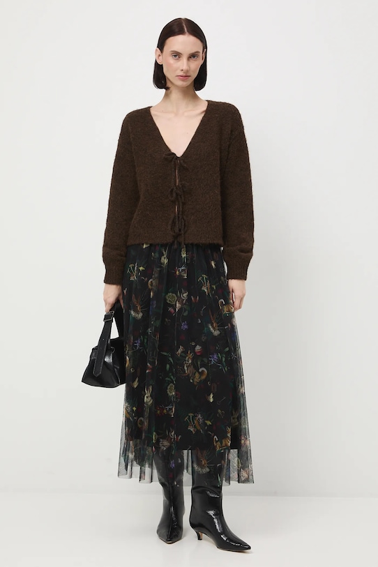 Spódnica damska midi wzorzysta RW25-SDD900 czarny RW25