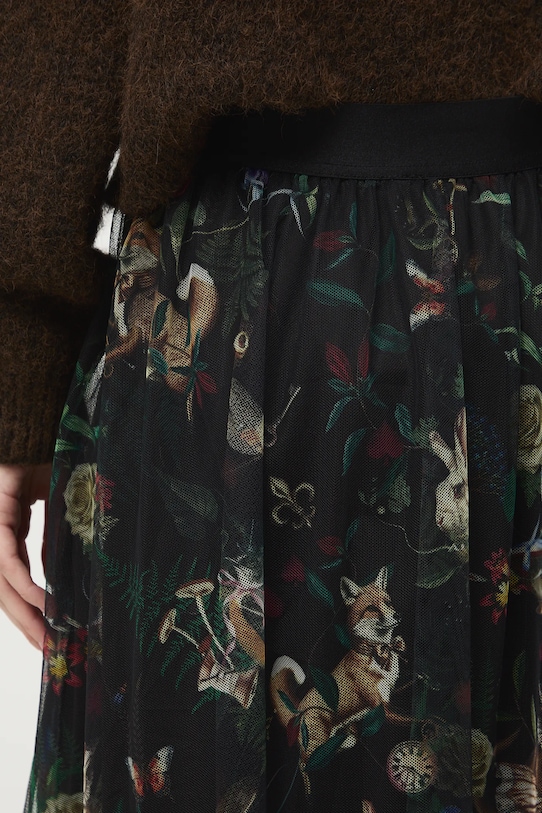 Spódnica damska midi wzorzysta czarny RW25-SDD900