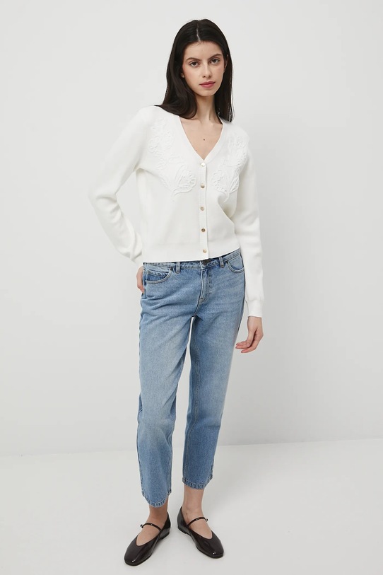 Jeansy bawełniane damskie boyfriend z efektem sprania RW25-SJD010 niebieski RS26