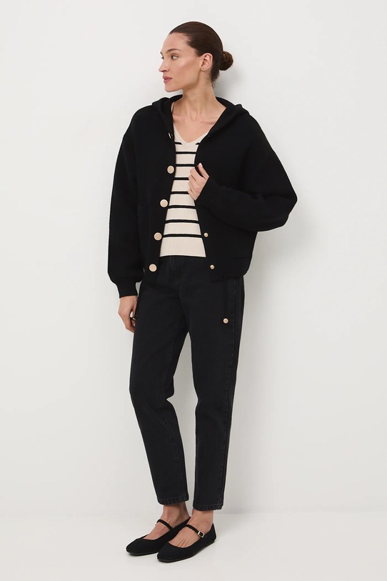 Jeansy bawełniane damskie mom fit z efektem sprania RW25-SJD041 czarny RW25