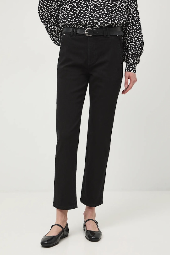 Jeansy damskie chino z paskiem czarny RW25-SJD303