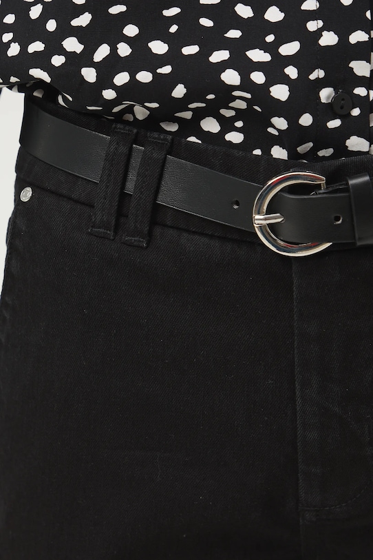 Jeansy damskie chino z paskiem czarny RW25-SJD303