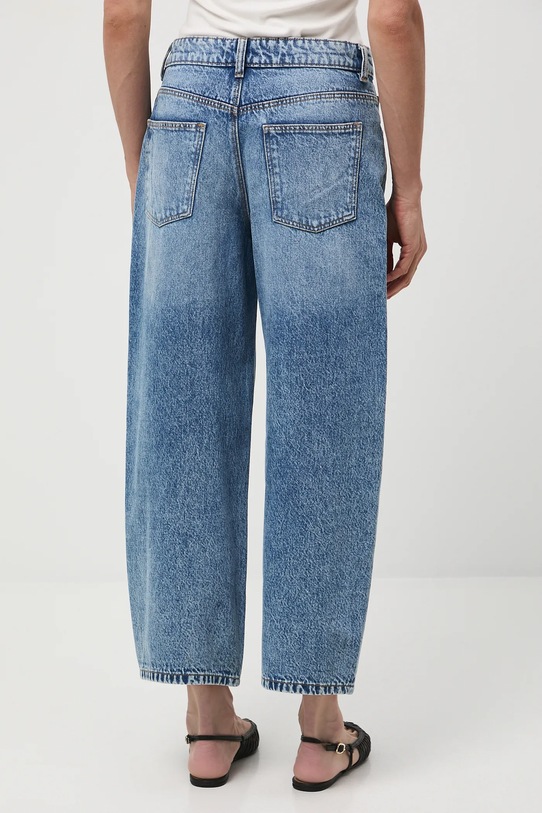 Odzież Jeansy bawełniane damskie wide leg z efektem sprania RW25-SJD312 niebieski