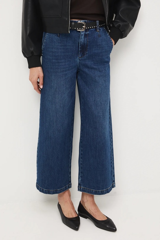 Jeansy damskie wide leg z efektem sprania RW25-SJD408 granatowy RW25