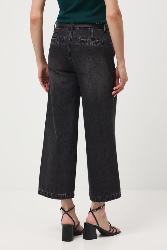 Odzież Jeansy bawełniane damskie wide leg z efektem sprania RW25-SJD409 czarny