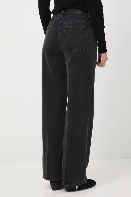 Oblečenie Bavlnené rifle wide leg s praným efektom RW25-SJD600 čierna