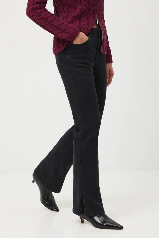 Jeansy damskie flare z efektem sprania czarny RW25-SJD603